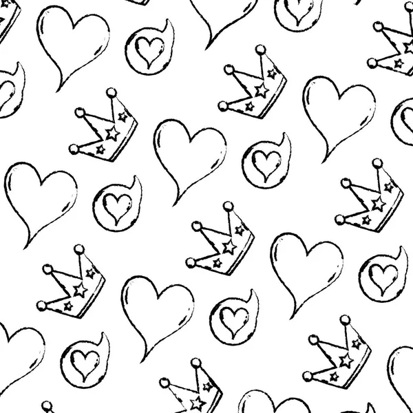 Grunge Καρδιά Και Συνομιλία Φούσκα Κορώνα Εικονογράφηση Διάνυσμα Φόντο — Διανυσματικό Αρχείο