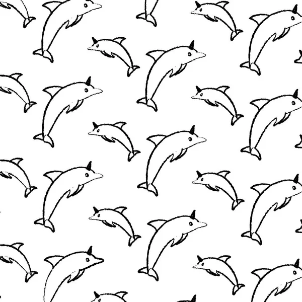 Grunge Beauty Dolphin Animal Wildlife Background Vector Illustration — Stock Vector