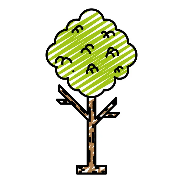 Doodle Natura Frunze Copac Ramură Tulpină Vector Ilustrare — Vector de stoc