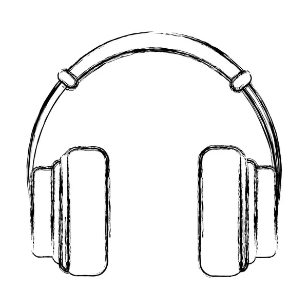 Grunge Musik Kopfhörer Objekt Moderner Technologie Vektor Illustration — Stockvektor