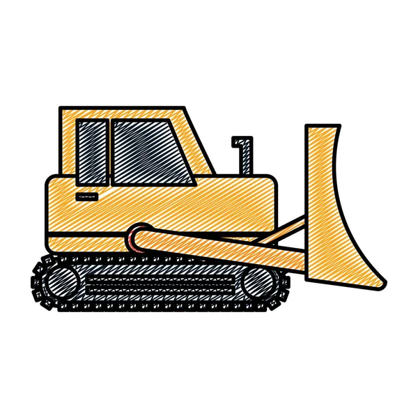 Doodle Bulldozer Ausrüstung Service Industrie Reparatur Vektor Illustration — Stockvektor