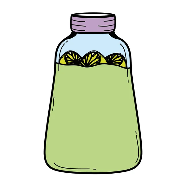 颜色石匠罐与柠檬水果保存向量插图 — 图库矢量图片