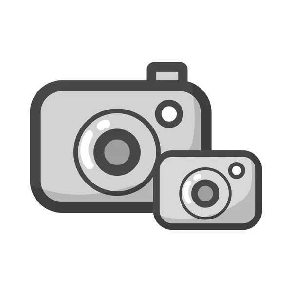 灰度数码相机技术对象拍摄矢量插图 — 图库矢量图片