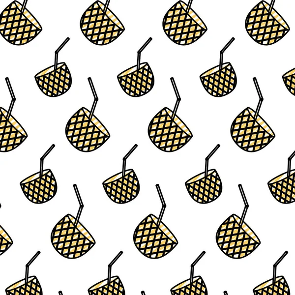 Doodle Köstliche Ananas Smoothie Obst Hintergrund Vektor Illustration — Stockvektor