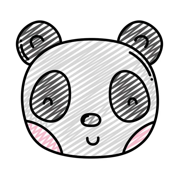Doodle Bonito Panda Cabeça Selvagem Animal Vetor Ilustração — Vetor de Stock