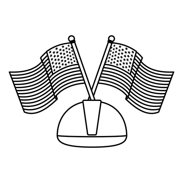 Лінія Сша Прапори Нації Захистом Шолома Векторні Ілюстрації — стоковий вектор