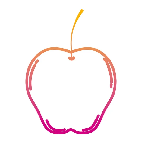 Línea Degradada Deliciosa Manzana Fresca Fruta Orgánica Vector Ilustración — Vector de stock