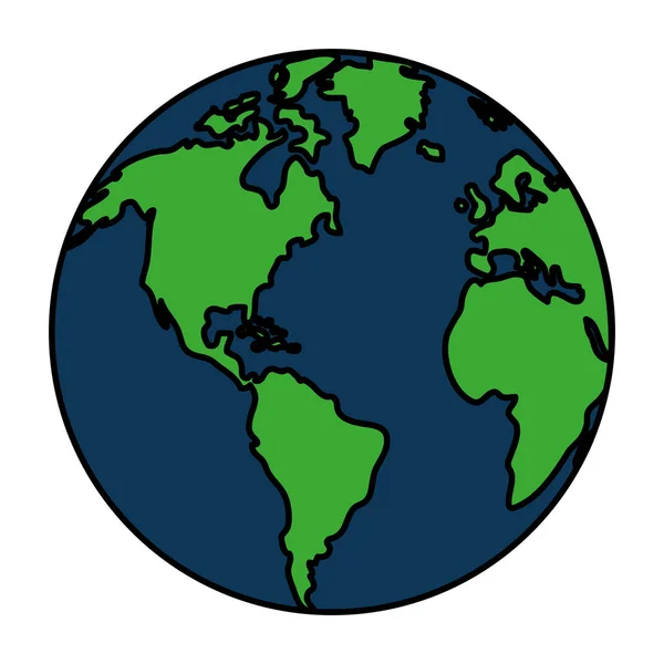 Renk Küresel Dünya Gezegen Coğrafya Kıta Vektör Çizim — Stok Vektör
