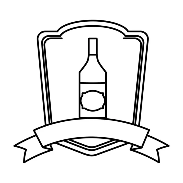 Linie Schnaps Schnaps Flasche Getränk Emblem Vektor Illustration — Stockvektor