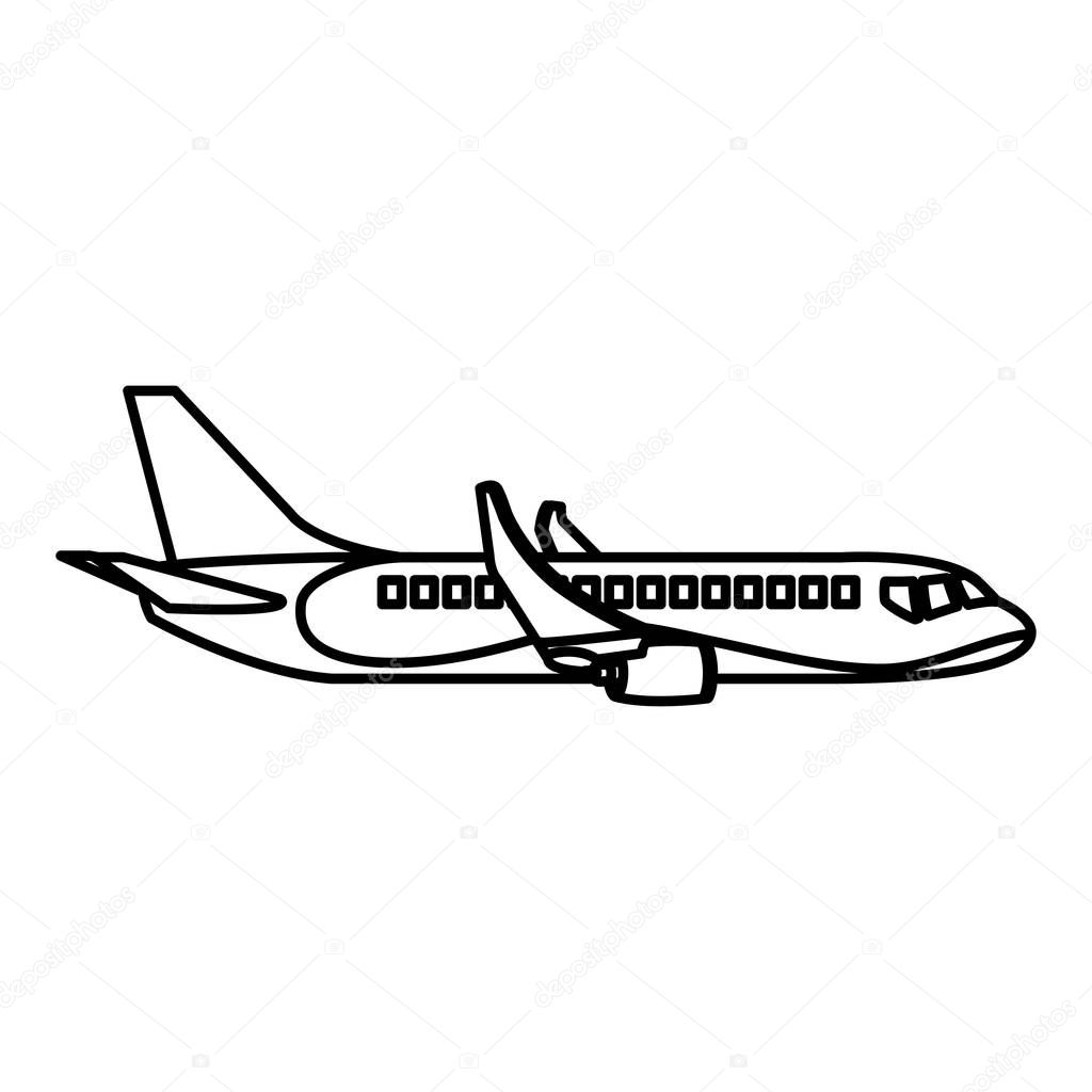 line side travel airplane international transport vector illustration