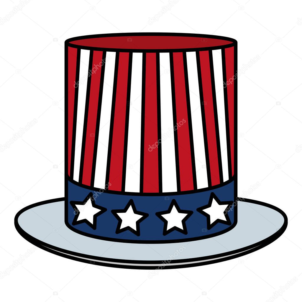 color hat usa nation symbol patriotic vector illustration