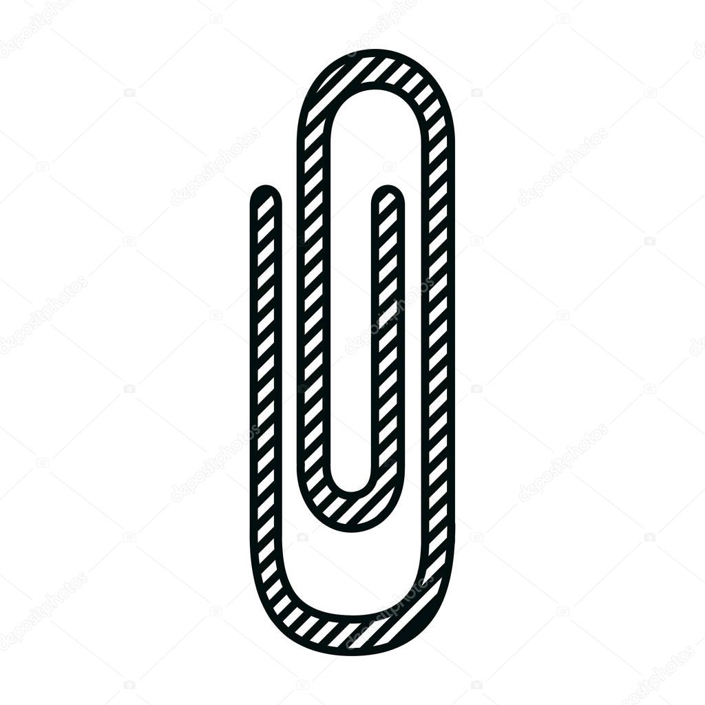 line metal paperclip icon object to document vector illustration