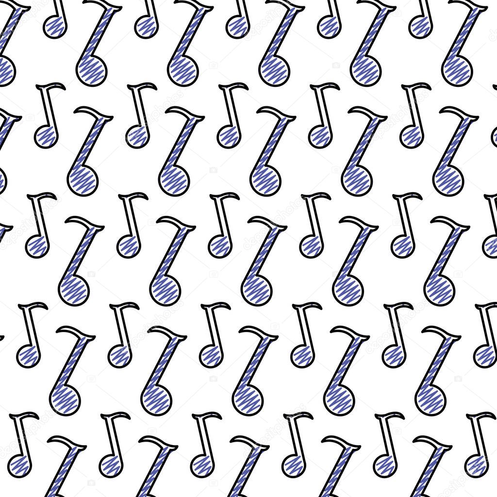 doodle quaver musical note sign background vector illustration
