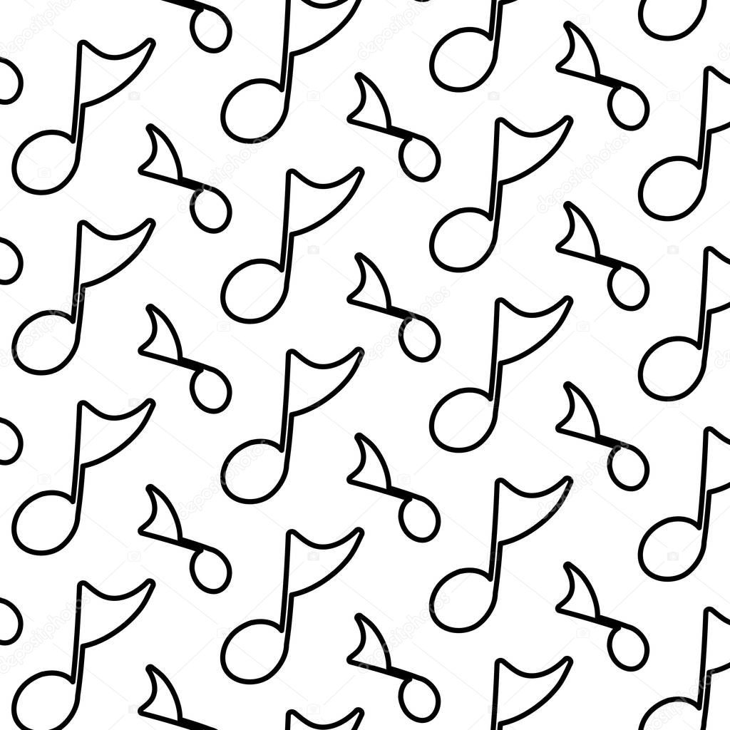 line musical quaver note sign background vector illustration