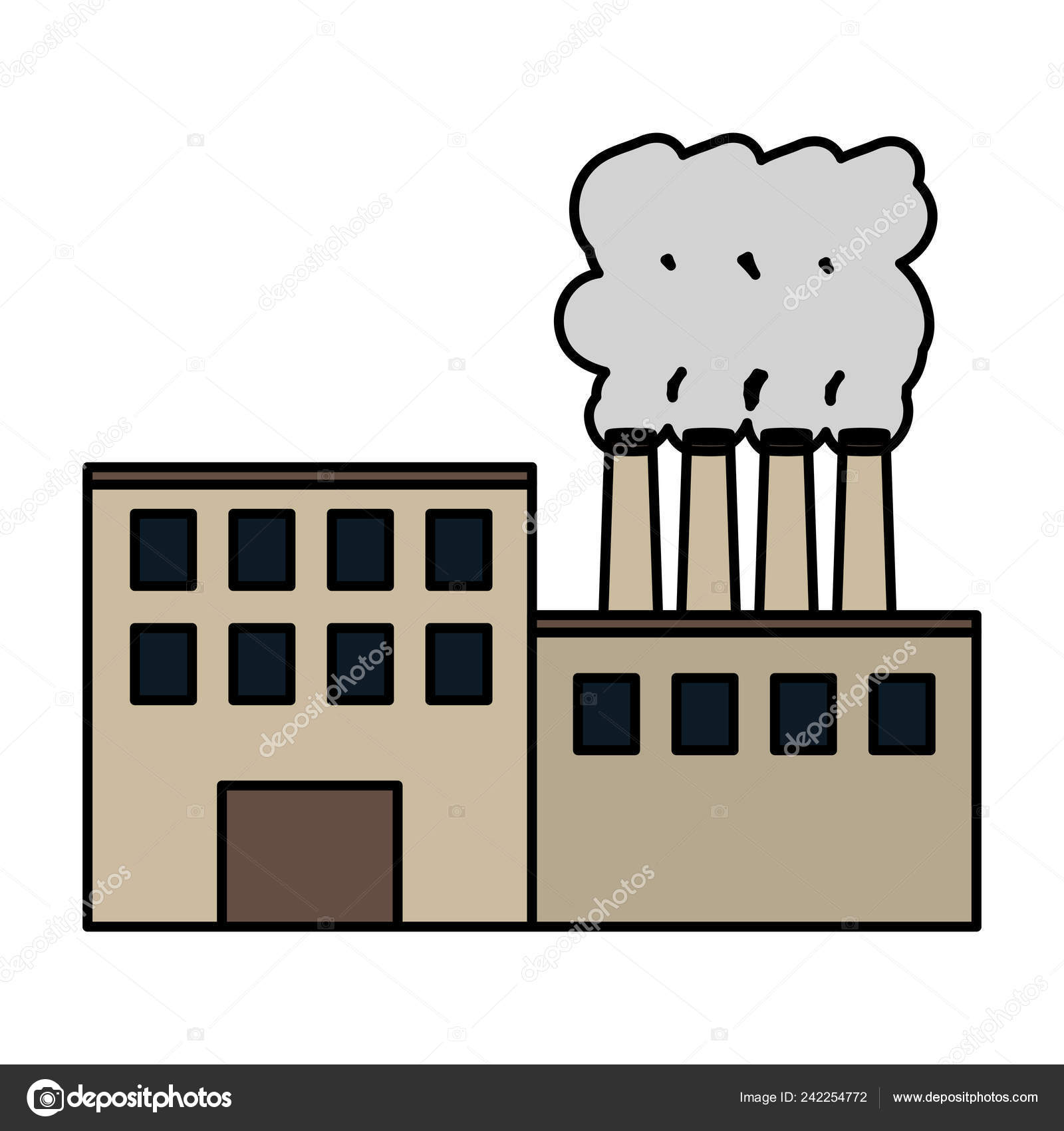 Color Industry Factory Process Plant Pollution Vector Illustration ...