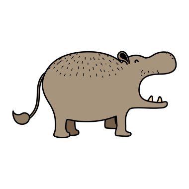 güzel su aygırı vahşi hayvan yaratık vektör çizim renk