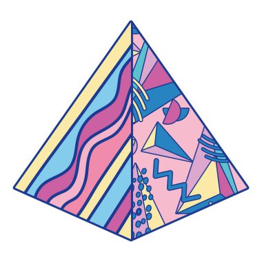 grafik pentagonal piramit geometrik şekil vektör çizim