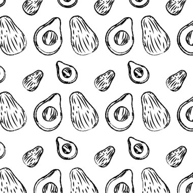 Grunge lezzetli dilim avokado meyve arka plan vektör çizim