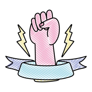 muhalefet el protesto gök gürültüsü ve şerit vektör çizim doodle