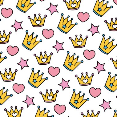 renk metal taç kalp ve yıldız arka plan vektör çizim ile