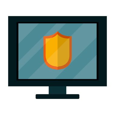 Dijital kalkan güvenlik vektör çizim ile elektronik bilgisayar