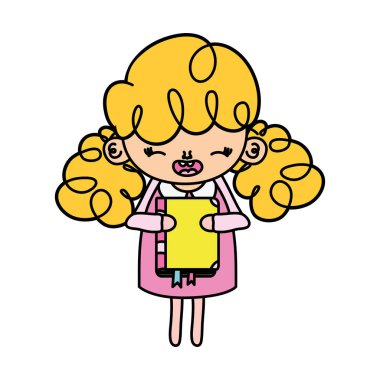 renk mutlu kız çocuk eğitim kitap vektör çizim ile