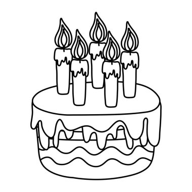 satır lezzetli kek yanma ile stil vektör çizim mumlar