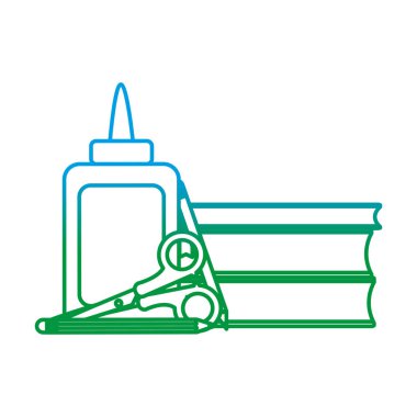 tutkal ve makas kitaplar okul araçları vektör çizim ile