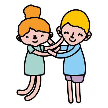 uyku ve ayakta renk erkek ve kız çocuk illüstrasyon vektör