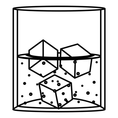 satır votka cam içecek küpleri buz vektör çizim ile