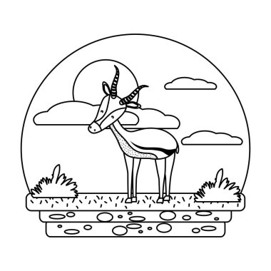 satır sevimli erkek geyik vahşi hayvan manzara vektör çizim