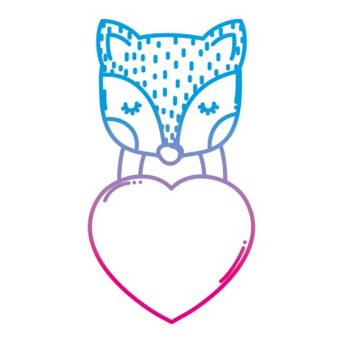 bozulmuş satır şirin fox kalp sevgi işareti vektör çizim ile