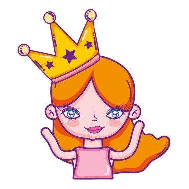 Güzellik kadını uzun saçlı ve taç vektör çizim