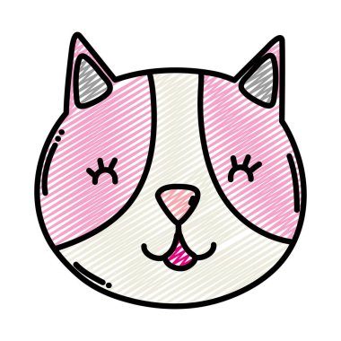 mutlu kedi şirin evde beslenen hayvan hayvan vektör çizim doodle