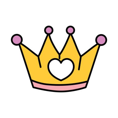 renk metal taç nesnesiyle kalp tasarlamak vektör