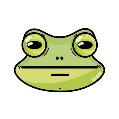 sevimli kurbağa baş vahşi hayvan vektör çizim