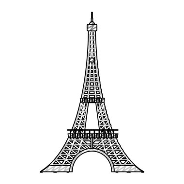 Eyfel Kulesi mimari Paris doodle Fransa vektör çizim