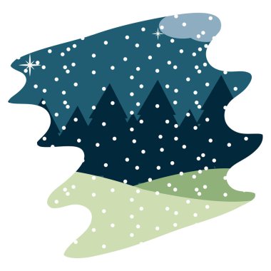nature winter weather with snowing season and mountains vector illustration clipart