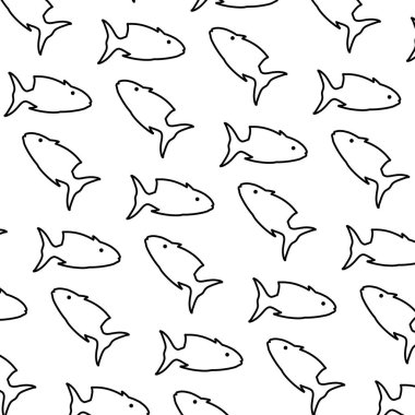satır tropikal ton balığı hayvan arka plan vektör çizim