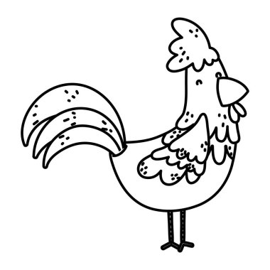 satır sevimli tavuk çiftliği hayvan simge vektör çizim