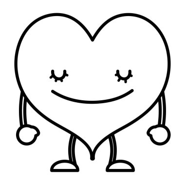 satır kawaii mutlu kalp kollar ve bacaklar vektör çizim ile