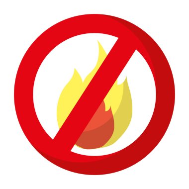 sıcak yangın uyarı işareti vektör çizim yasak daire