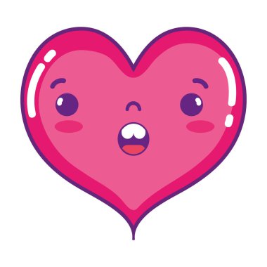 Kawaii kalp şirin aşk vektör çizim şaşırttı