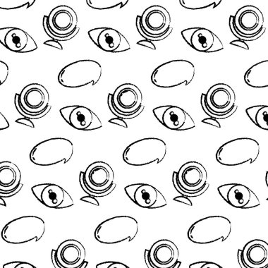 Grunge Web kamerası ile göz ve sohbet kabarcık arka plan vektör çizim