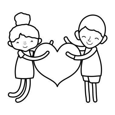 satır erkek ve kız moda kalple uyku illüstrasyon vektör