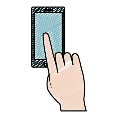 parmak dokunun elektronik ekran martphone teknoloji vektör çizim doodle