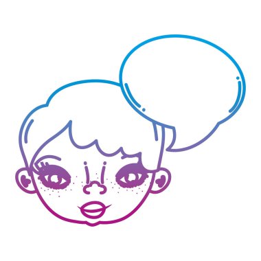 bozulmuş satır kadın baş saç modeli ve sohbet kabarcık vektör çizim ile