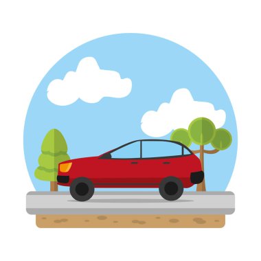 Araba ulaşım yatay yol vektör çizim araca