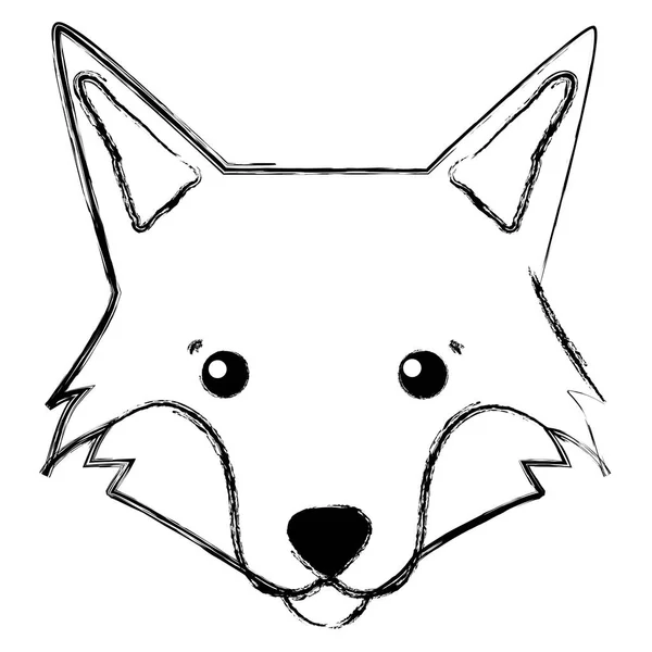 Figuur Schattig Fox Hoofd Wild Dier Vectorillustratie — Stockvector