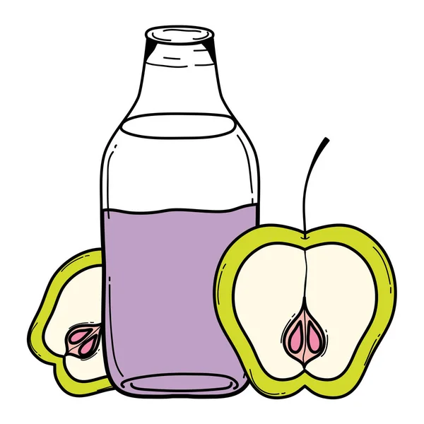 Color Delicioso Jugo Saludable Manzana Ilustración Vector Tarro — Vector de stock